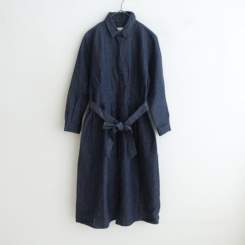 美品　ミシェルボードウィン　シャツワンピース　コットンリネン michel beaudouin ミシェルボードウィン *コットンリネンシャツ