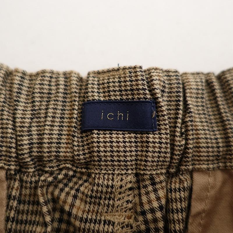 ICHI（イチ） *コットンチェックワイドパンツ*ボトムス綿ウエスト後ろ