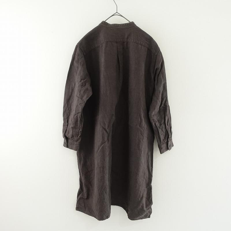nest Robe ネストローブ *バンドカラー長袖ワンピース*Fドレス麻リネン 