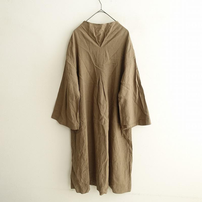 未使用品 エテルニテドゥソワ 麻 リネン ロングワンピース 羽織りブラウン 未使用品 エテルニテドゥソワ 麻 リネン ロングワンピース 羽織り
