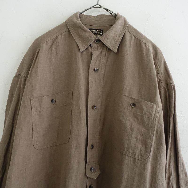 CLOTH&CROSS クロス＆クロス *リネンシャツロングワンピース*F羽織り茶 