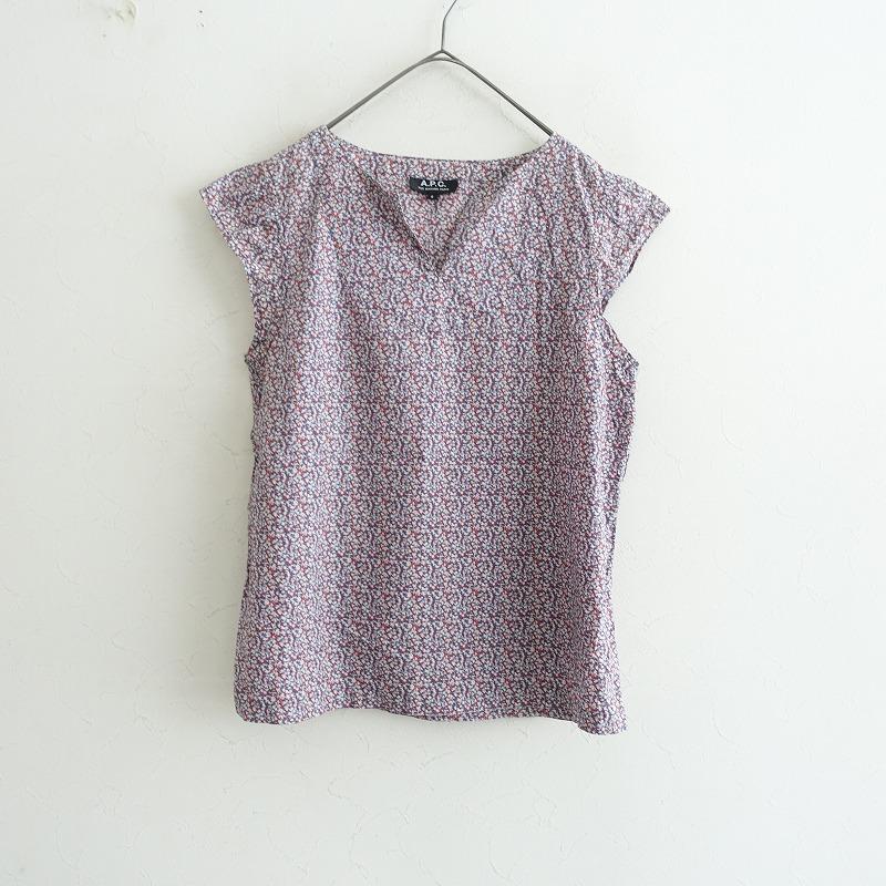 A.P.C.（アーペーセー） *総柄プリントキーネックコットンシャツ*S 