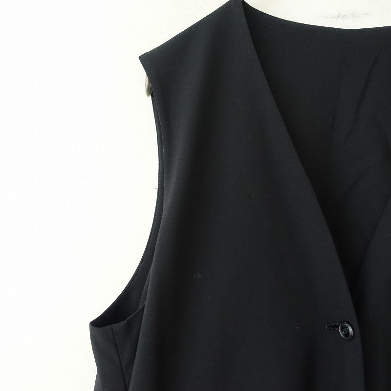 【美品】CLANE ブラック ノースリーブ ロングジレ ベスト ジレ レディース ノースリーブ テーラード スーツベスト