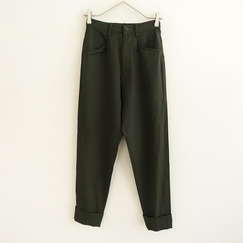 Y's Yohji Yamamotoサマーウール　テーパードパンツ ワイズ Y's *ウールテーパードパンツ*Sグリーンカーキ毛ボトムスヨウジ