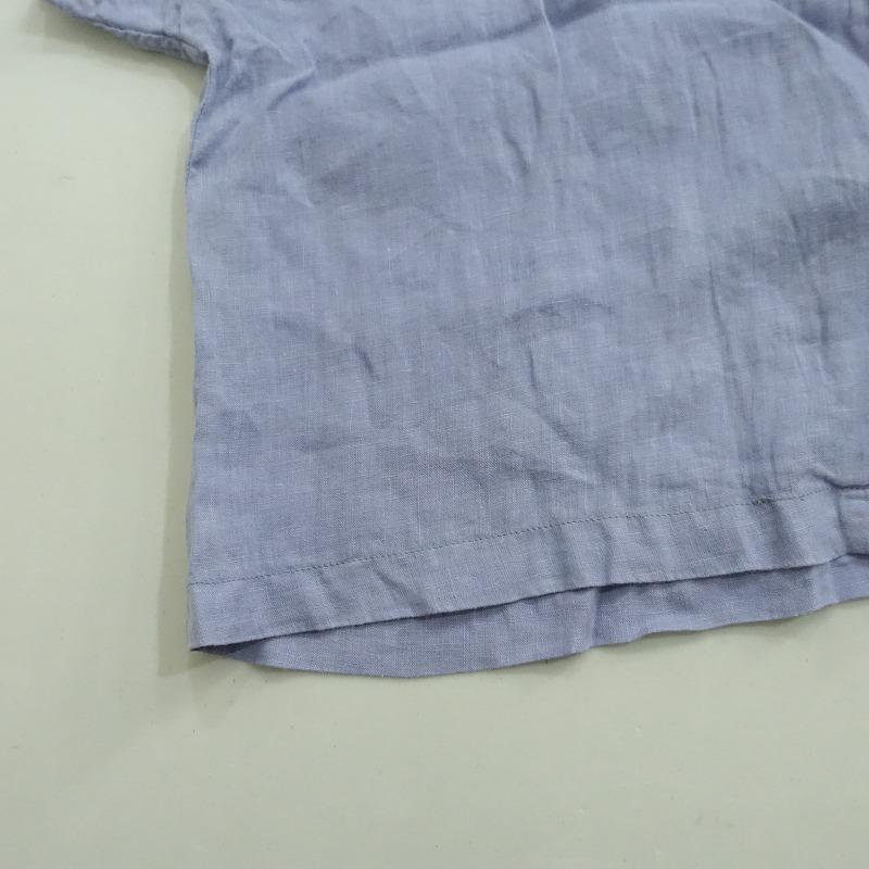ネストローブ 七分袖シャツブラウス F - 麻 nest Robe（ネストローブ） *リネンワイドブラウス*Fシャツ麻ブルー青
