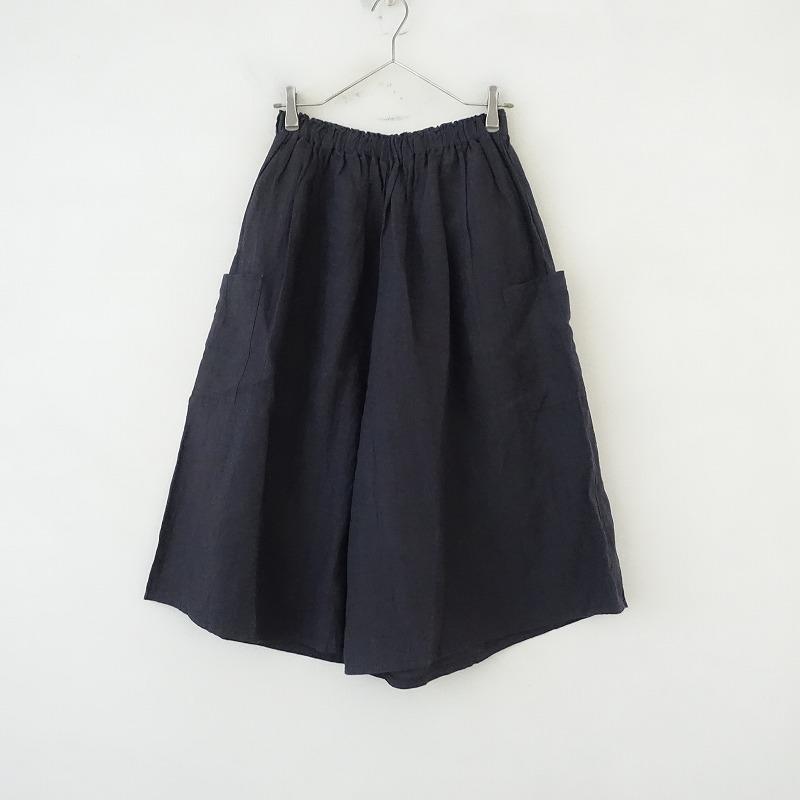 ヤンマ産業 リネンキュロットパンツ プラス10㎝丈 (ネイビー) ヤンマ産業 リネンキュロットパンツ プラス10㎝丈 (ネイビー