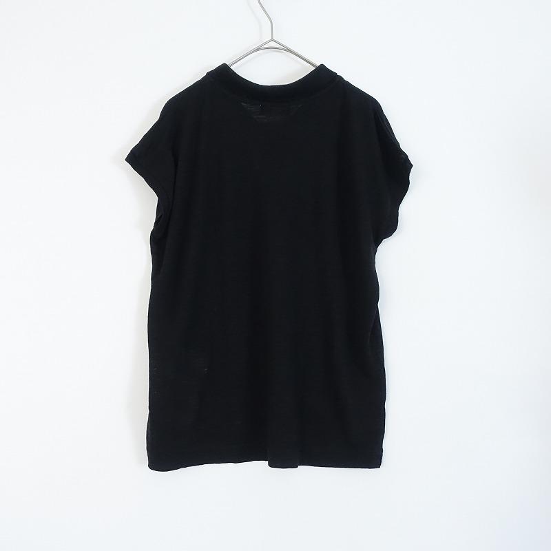 MARGARET HOWELL マーガレットハウエル リネンTシャツ L 黒 MARGARET HOWELL（マーガレットハウエル） *リネン襟付きニットプル