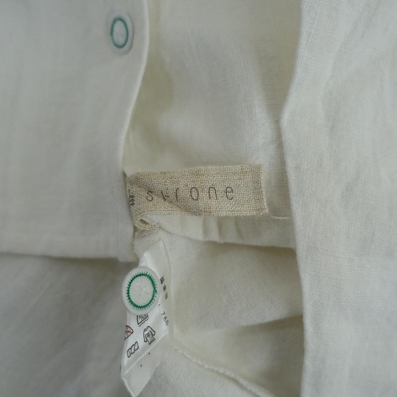 シロネ sirone *リネンノーカラーブラウス*シャツ麻トップスオフ 