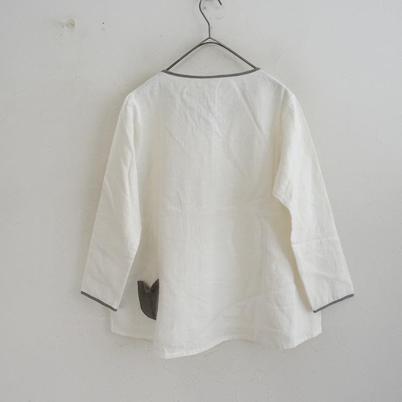 シロネ sirone *リネンパイピングブラウス*シャツ麻トップスオフ 