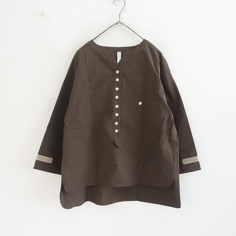 シロネ sirone *コットンプルオーバーシャツ*ブラウス綿トップス茶 