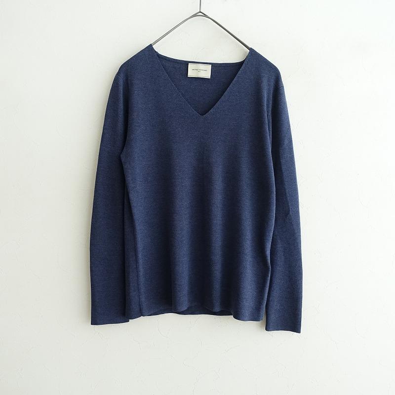 【新品】手洗可 UNITED ARROWS 長袖ブラウス ネイビー ¥16500 手洗い可能〉ストレッチ ジョーゼット 袖 ギャザー ブラウス