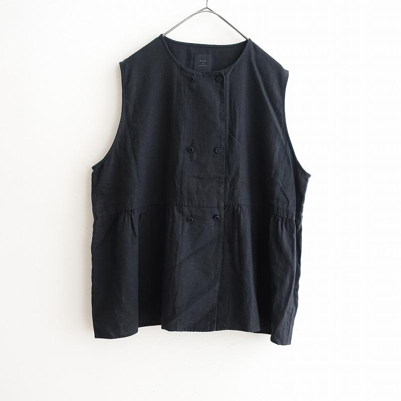 TANDEY オオカミとフクロウ *ダブルボタンベスト*リネンコットン麻綿 