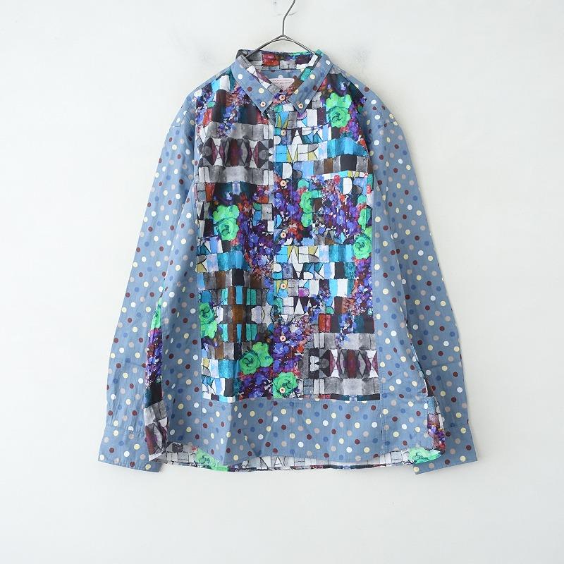 河谷シャツ KAWATANI SHIRT *コットン総柄プリント長袖シャツ*XL