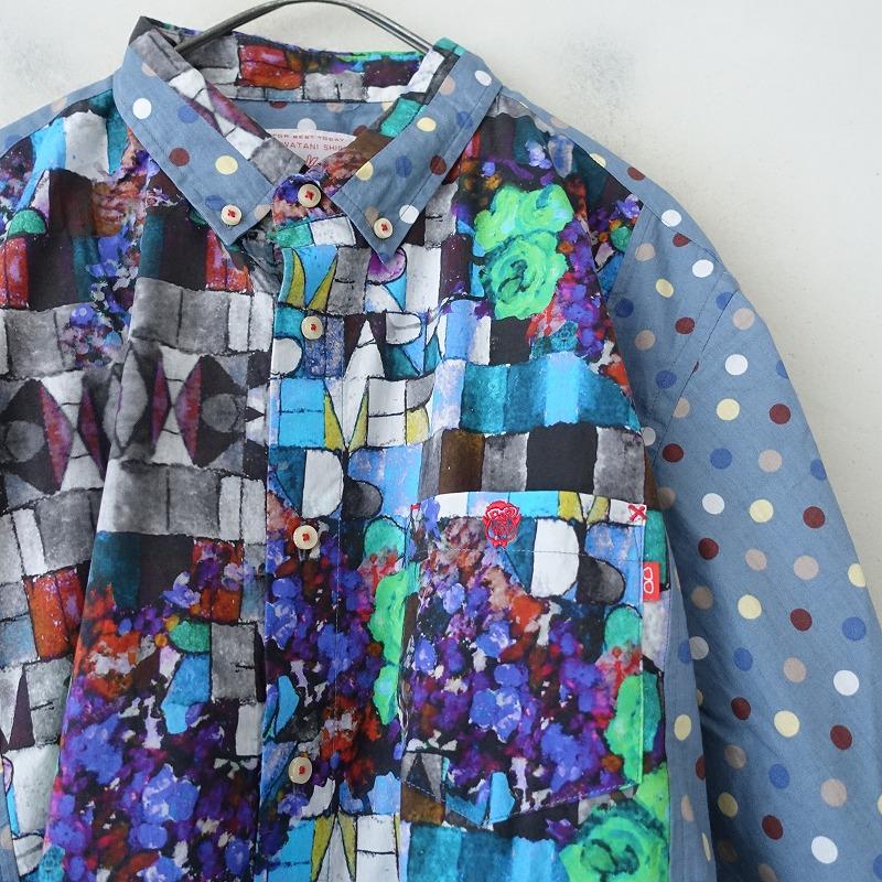 河谷シャツ KAWATANI SHIRT *コットン総柄プリント長袖シャツ*XL