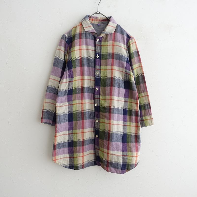 パラスパレスチェックブラウス パラスパレス Pal'las Palace *コットンチェック柄ロングシャツ