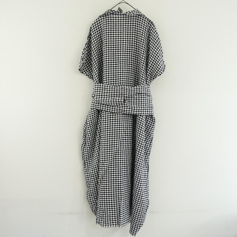 ダニエラグレジス DANIELA GREGIS *リネンギンガムチェックスキッパーワンピース*ロングドレス麻Aライン(1-2509-160)【01J52】_1