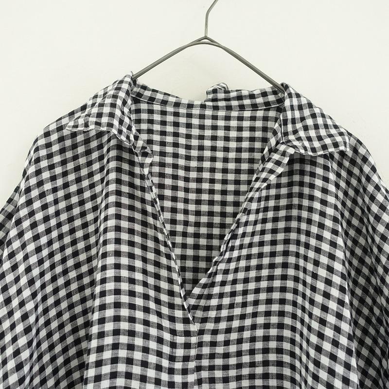 ダニエラグレジス DANIELA GREGIS *リネンギンガムチェックスキッパーワンピース*ロングドレス麻Aライン(1-2509-160)【01J52】_5