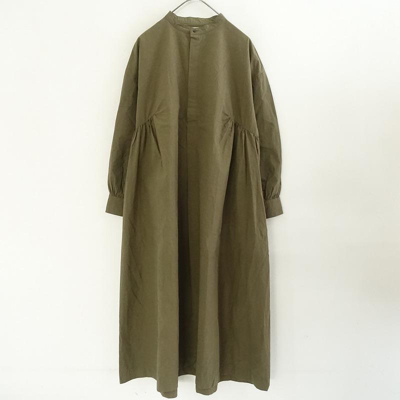 美品 イチアンティークス リネン混 コットン ロングコート ピンタック カーキ ICHI Antiquites イチ アンティークス ICHI Antiquite's *コットン