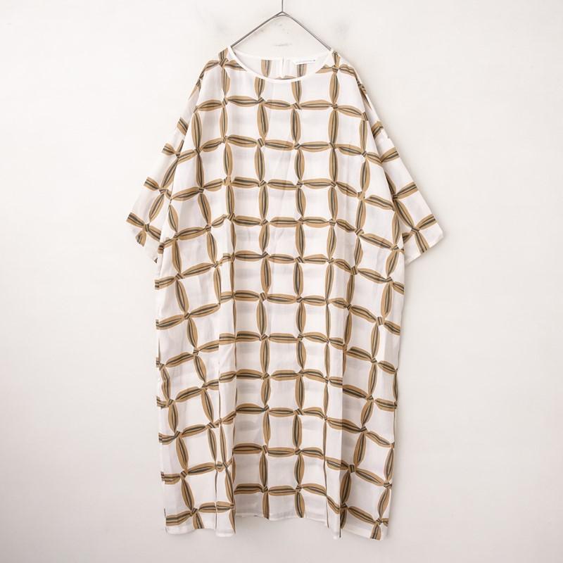 Vネック七分袖ワンピース　38 最終値下げ✴︎ミナペルホネン シルクコットン parade forest perhonen mina 2023-24AW/定価13万】ミナペルホネン ワンピース