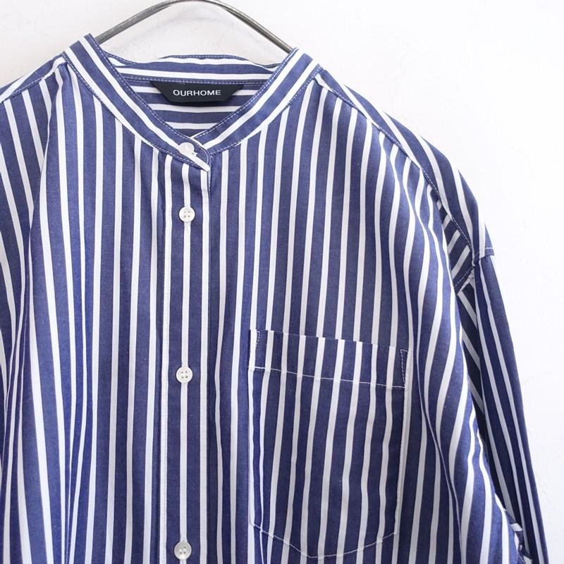 美品/定価1.8万】アワーホームOURHOME *播州織のベーシックシャツ*F