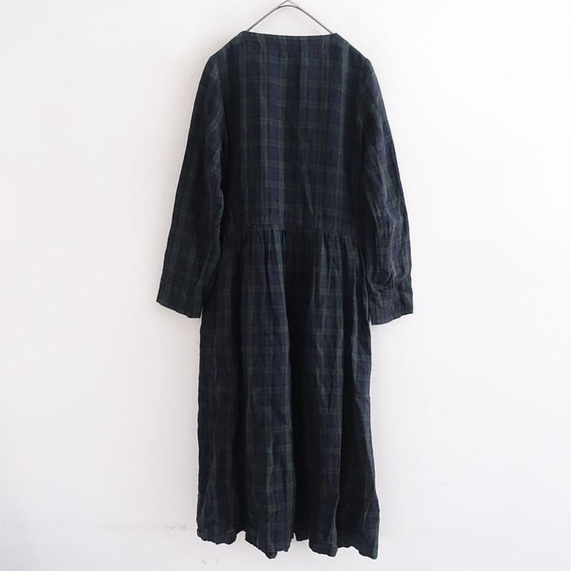 フォグリネンワーク fog linen work *チェックカシュクールワンピース