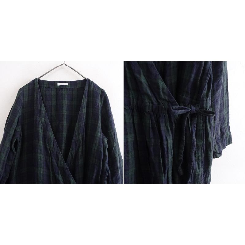 フォグリネンワーク fog linen work *チェックカシュクールワンピース