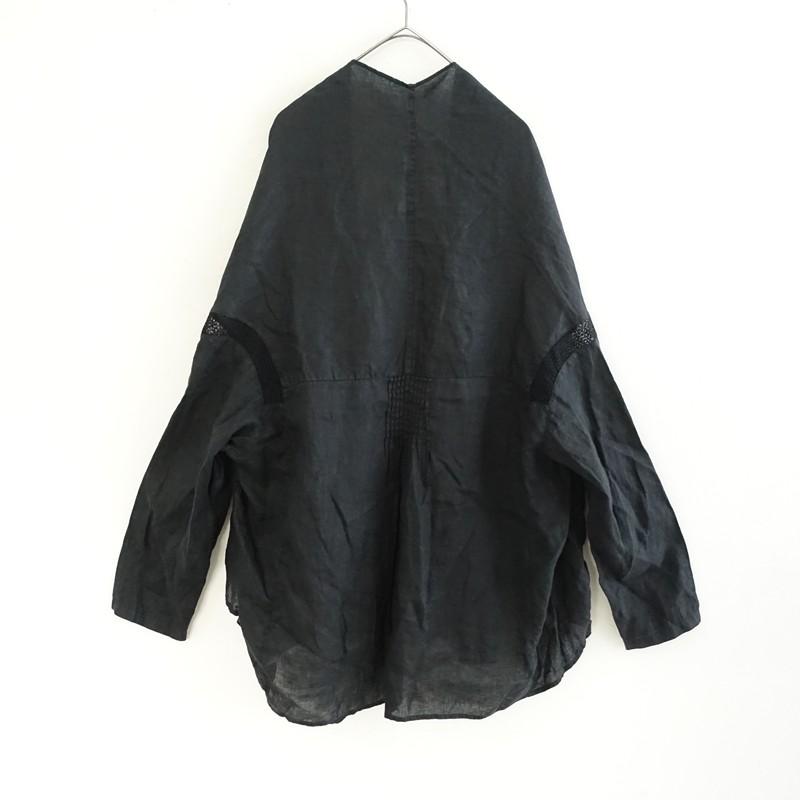 nest robe リネンドットジャガードブラウス 黒 ドットシリーズ
