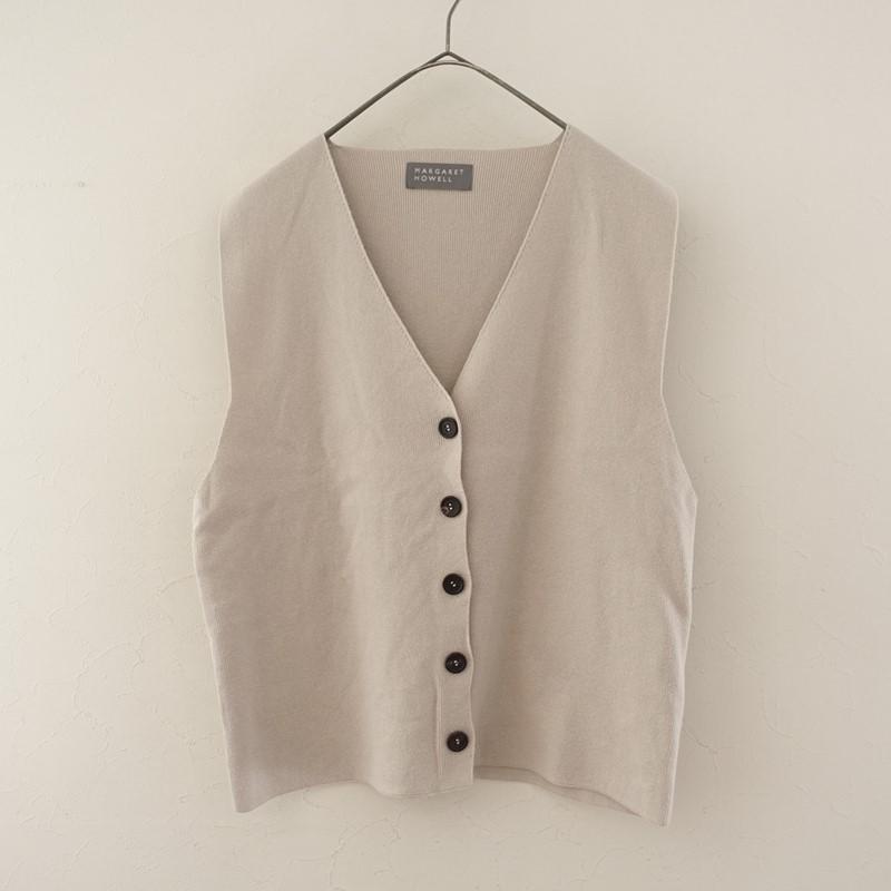 今季新作2025SSマーガレットハウエル コットンカシミヤニット ベスト 黒 MARGARET HOWELL（マーガレットハウエル） 【2025SS/定価3.5万