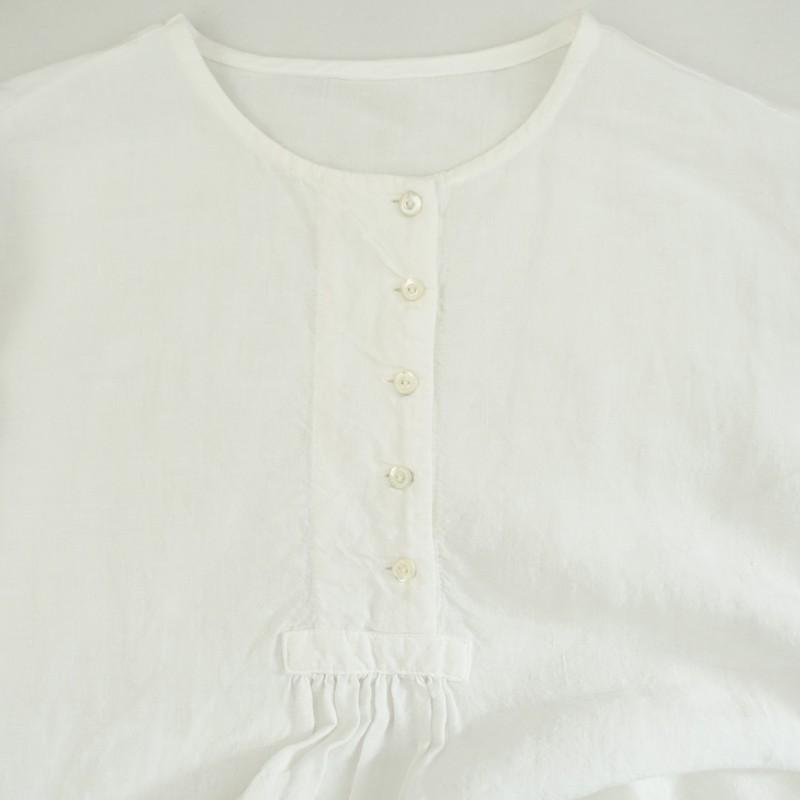 nest Robe リネン近江晒しプチフリルチュニック　ブラック nest Robe（ネストローブ） *リネン近江晒しプチフリルチュニック*F