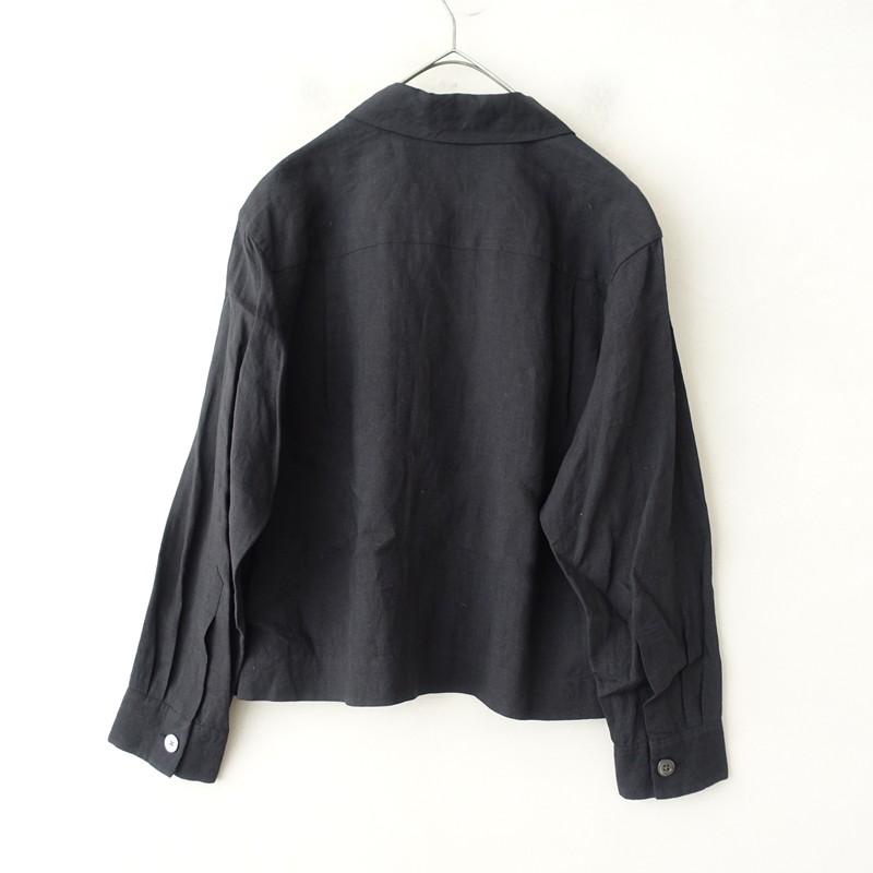 美品 MARGARET HOWELL リネン混 長袖シャツ 黒 シンプル MARGARET HOWELL（マーガレットハウエル） *リネン長袖シャツ*2
