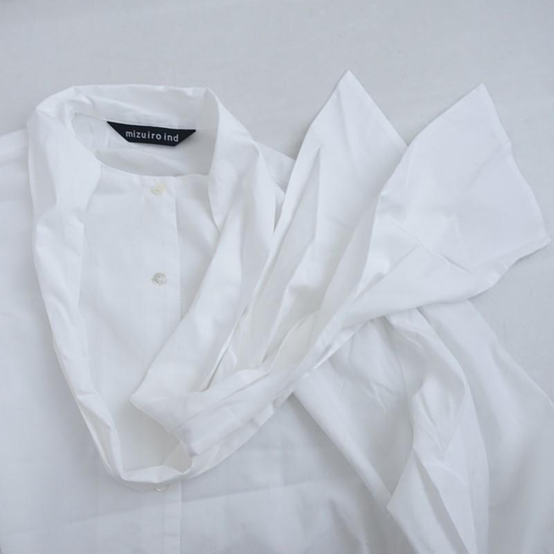 定価1.3万】ミズイロインド mizuiro-ind *ロングタイカラーシャツ 