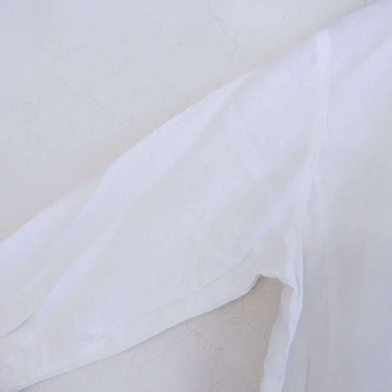 nest Robe（ネストローブ） *リネンフリルカラー後ろボタンブラウス