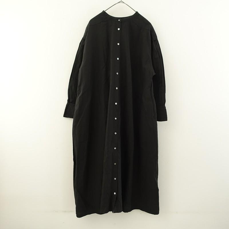 ネストローブ リネン ガーゼ ロングワンピース2way カーディガン フリル 黒 nest Robe（ネストローブ） 【定価4.1万】ネストローブ *高密度リネン