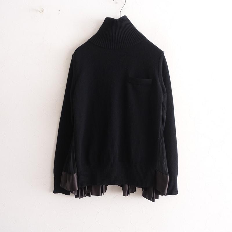 sacai（サカイ） *ハイネックシアープリーツ切り替えニットプル