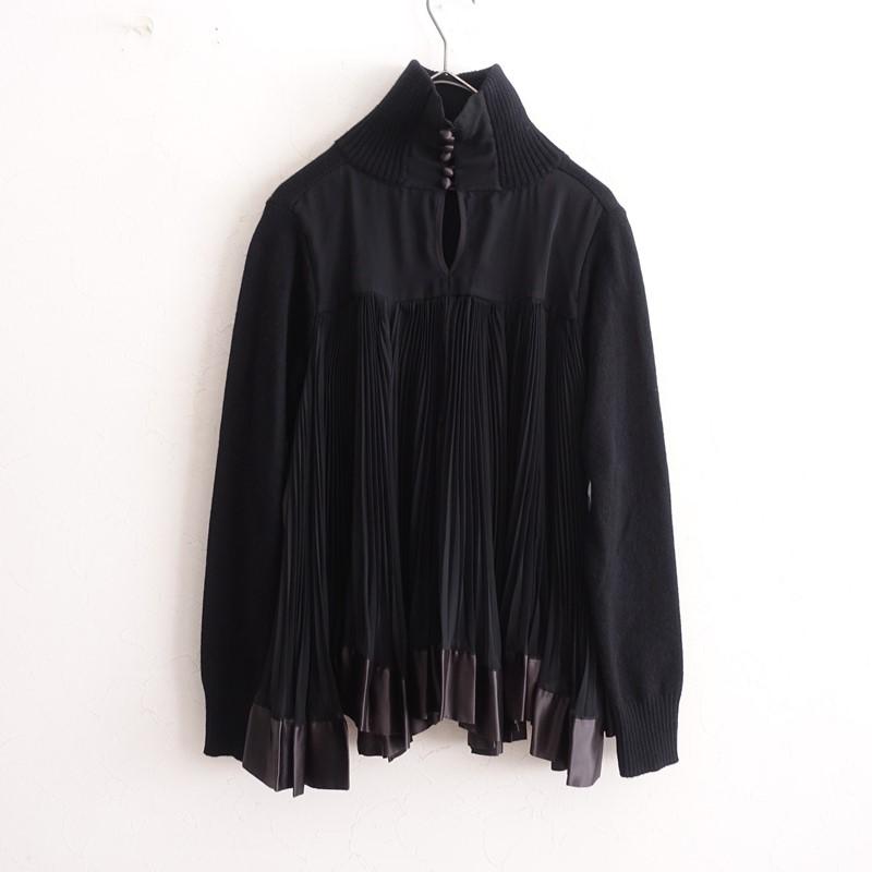 sacai（サカイ） *ハイネックシアープリーツ切り替えニットプル