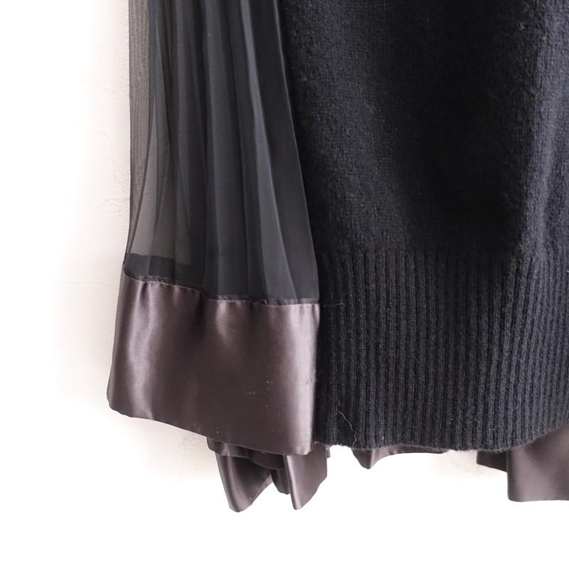 sacai（サカイ） *ハイネックシアープリーツ切り替えニットプル