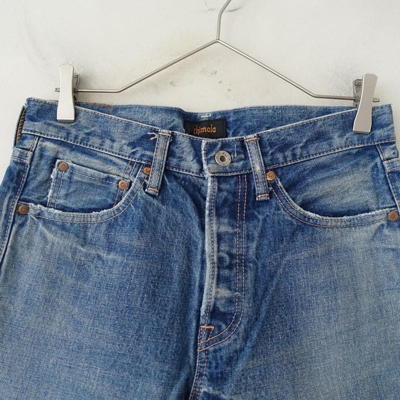 ◆ お買い得美品☆chimala チマラ ダメージ・リペア加工デニム 26 赤耳 chimala（チマラ） *ダメージ加工コットンデニムパンツ*26ジーンズ
