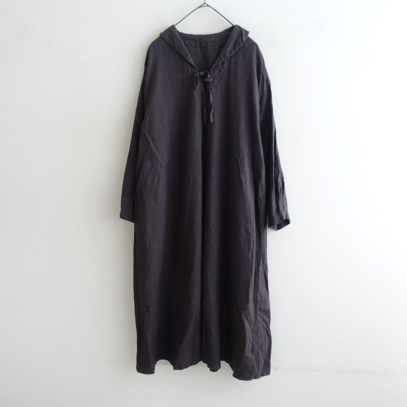 nest Robe（ネストローブ） *ショールカラーリネンAラインワンピース*F