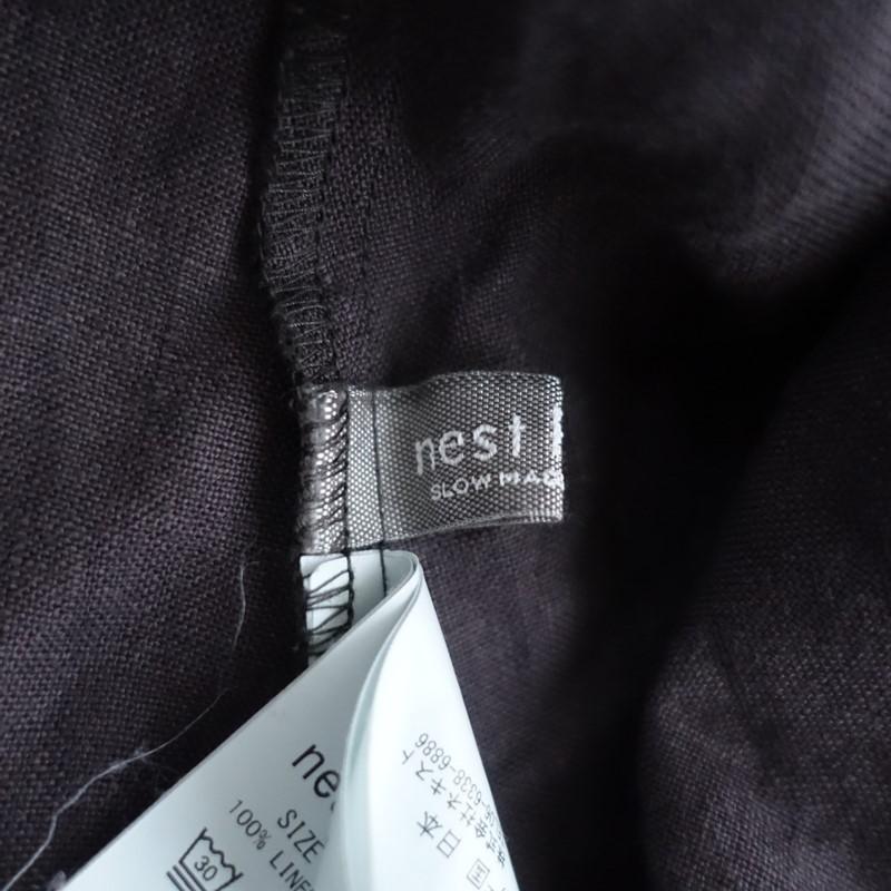 nest Robe（ネストローブ） *ショールカラーリネンAラインワンピース*F 