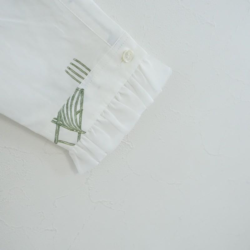 オールドマンズテーラー R&D.M.Co- *GREAT GREEN THUMB フリルカラー長袖シャツ*Mトップス綿麻ブラウス(1-2604-464)【92E62】の画像