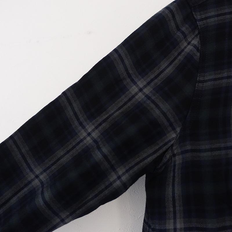 NINE ナイン *チェック柄シャツ*毛ウールブラックブラウス羽織トップス 