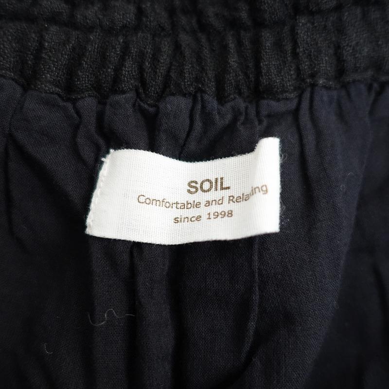 ソイル soil *ウールリネン混イージーパンツ*1ワイドボトムスブラック