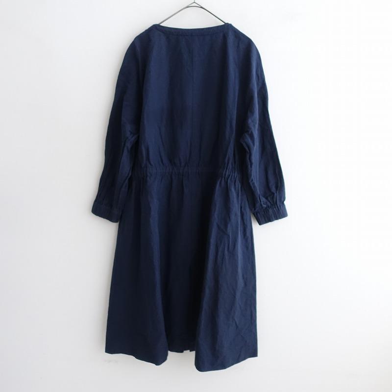 saqui サキ *コットンリネンブラウジングドロストコートワンピース*34  