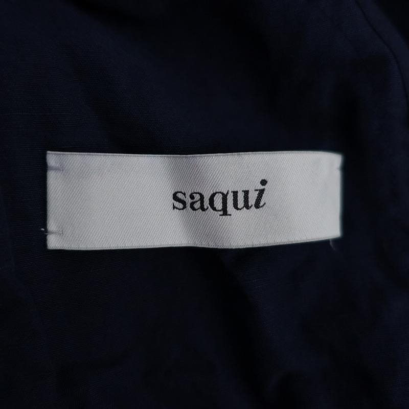 saqui サキ *コットンリネンブラウジングドロストコートワンピース*34  