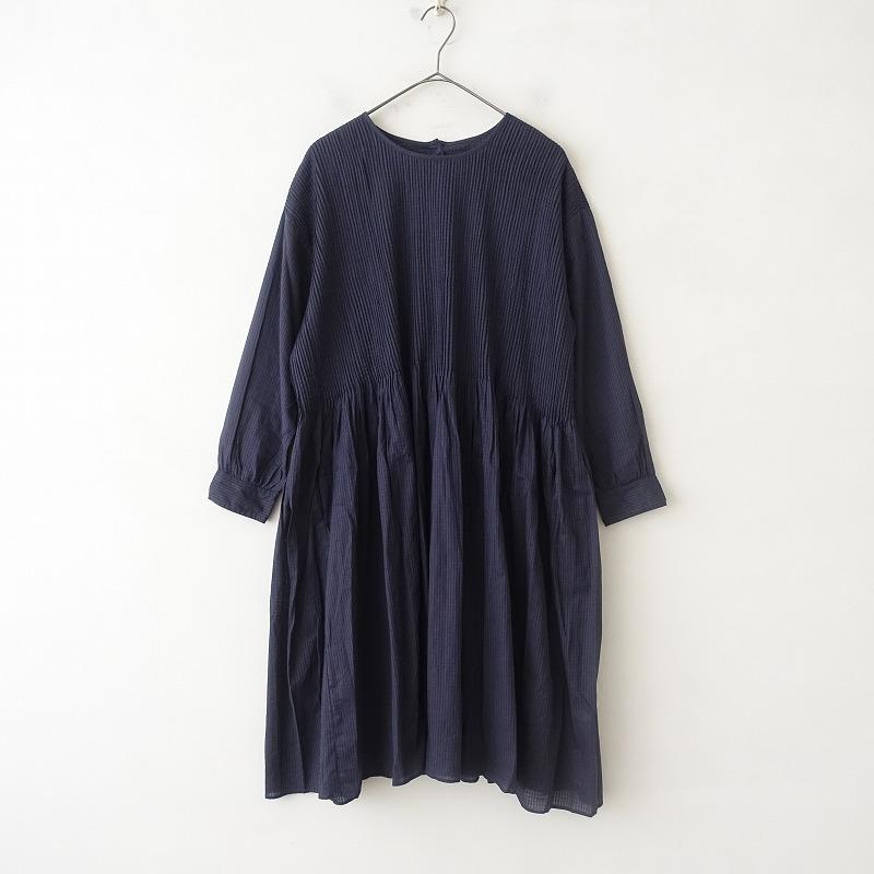 美品✨メゾンドソイル　コットン　シャツワンピース　ピンタック　マキシ丈 超美品☆メゾンドソイル ピンタックシャツワンピース 2 ブラック