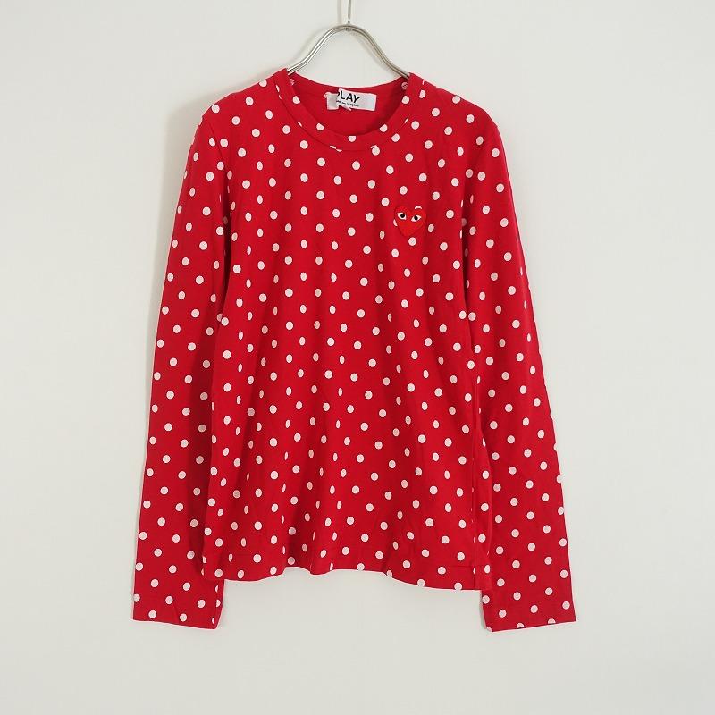 PLAY COMME des GARÇONS 赤い水玉長袖 定価1.3万】コムデギャルソン PLAY COMME des GARCONS*ドットプリント