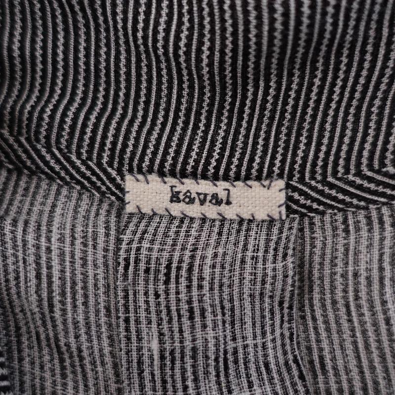 kaval カヴァル *リネンストライプダブルボタンギャザーコート 