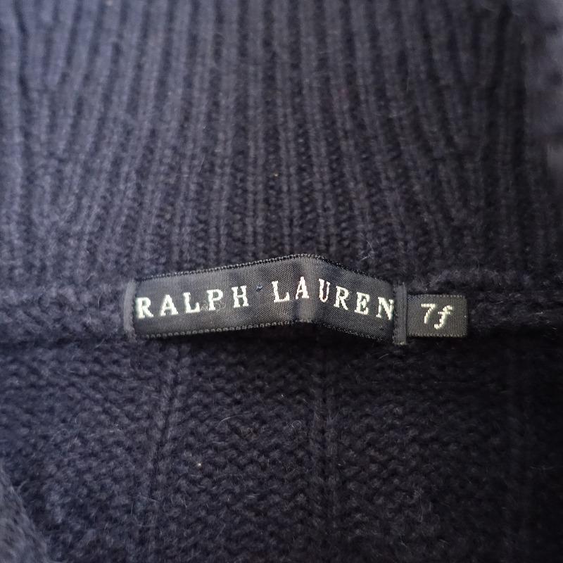 ラルフローレン Ralph Lauren*ウールカシミヤカーディガン*7ネイビー 