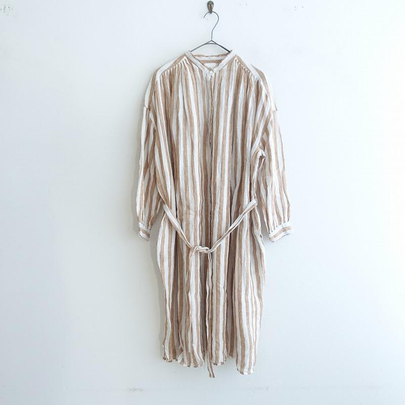 maison de soil //メゾンドソイル *リネンストライプベルテッドシャツ  