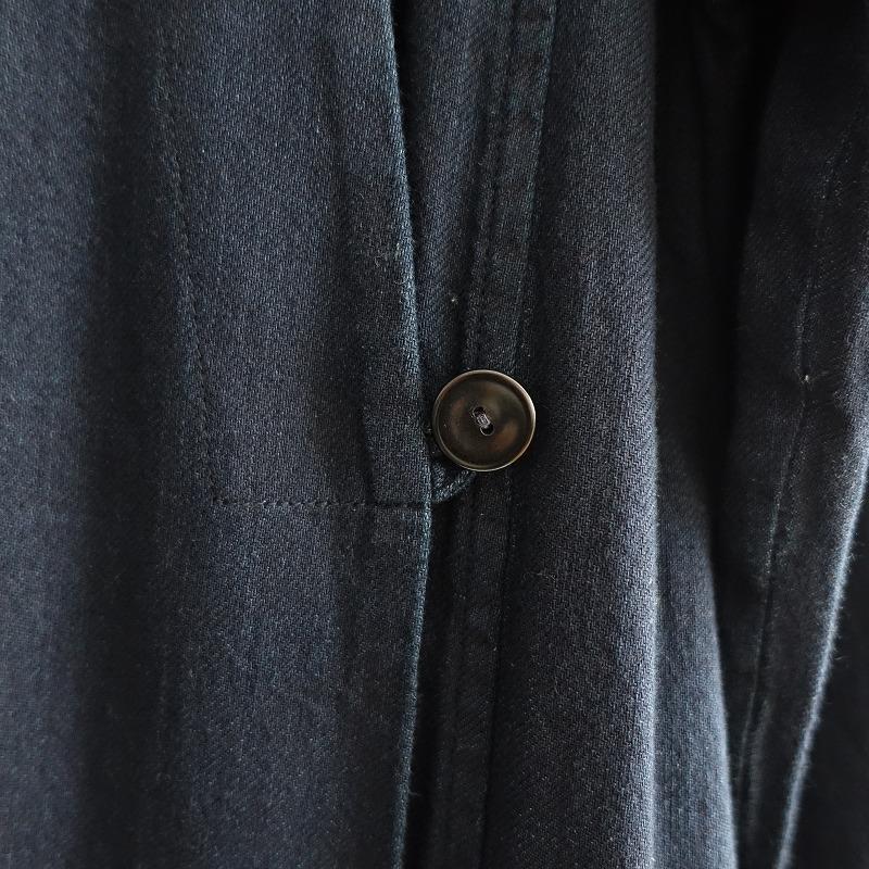 根々 群言堂 *インディゴギャザーコートドレス*コットンネイビー藍色